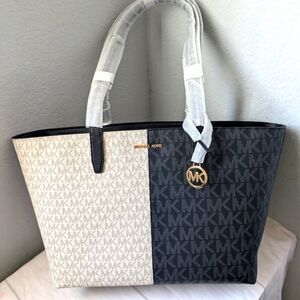 NWT MICHAEL KORS JET SET TRAVEL MEDIUM TOP ZIP SHOULDER TOTE BAG MK BLACK MULT